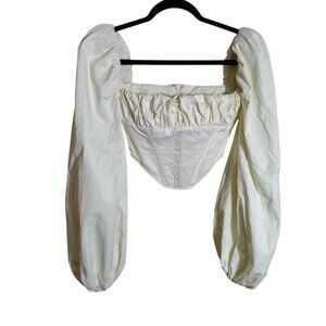 House‎ of CB London Miriam Lemon Balloon Sleeve Corset Top Size XS